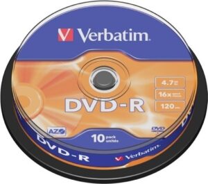 DVD-R VERBATIM 4.7GB, 120min, viteza 16x, 10 buc, Single Layer, spindle, „Matt Silver” „43523” 951762