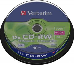 CD-RW VERBATIM 700MB, 80min, viteza 8-12x, 10 buc, spindle, „43480”