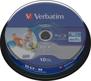 BD-R VERBATIM 25GB, viteza 6x, 10 buc, Single Layer, spindle, printabil, „Wide Inkjet Printable” „43804”