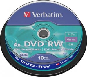 DVD-RW VERBATIM 4.7GB, 120min, viteza 4x, 10 buc, Single Layer, spindle, „Matt Silver” „43552”