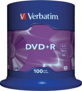 DVD+R VERBATIM 4.7GB, 120min, viteza 16x, 100 buc, Single Layer, spindle, „Matt Silver” „43551”