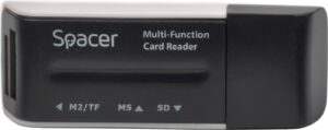 CARD READER extern SPACER, interfata USB 2.0, citeste/scrie: SD, microSD, XS, SM; plastic, black „SPCR-658” (include TV 0.03 lei)
