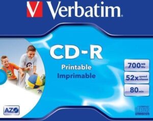 CD-R VERBATIM 700MB, 80min, viteza 52x, set 10 buc, Jewel case, printabil, „AZO Wide Inkjet Printable” „43325/261908”