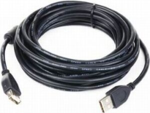 CABLU USB GEMBIRD prelungitor, USB 2.0 (T) la USB 2.0 (M), 4.5m, premium, conectori auriti, negru, „CCF-USB2-AMAF-15” (include TV 0.18lei)