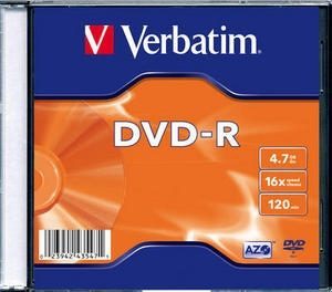DVD-R VERBATIM 4.7GB, 120min, viteza 16x, 1 buc, Slim Case, Single Layer, „Matt Silver” „43547”