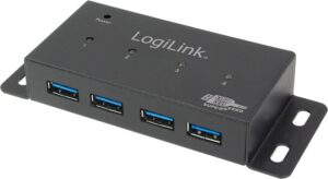 HUB extern LOGILINK, porturi USB: USB 3.0 x 4, conectare prin USB 3.0, alimentare retea 220 V, negru, „UA0149” (include TV 0.8lei)