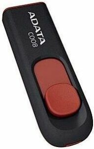 MEMORIE USB 2.0 ADATA 32 GB, retractabila, carcasa plastic, negru / rosu, „AC008-32G-RKD” (include TV 0.03 lei)