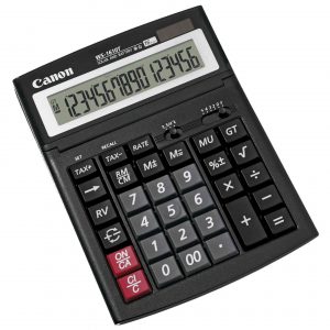 Calculator de birou CANON, WS1610T, ecran 16 digiti, alimentare solara si baterie, negru, „BE0696B001AA” (include TV 0.18lei)