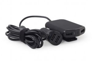 ALIMENTATOR auto GEMBIRD, 4 x USB, pt. bricheta auto 2 x USB, pt. bancheta din spate 2 x USB, 1.8m cablu, maxim 9.6A, black, „EG-4U-CAR-01” (include TV 0.18lei)