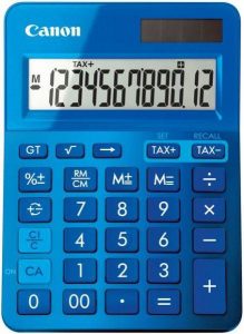 Calculator de birou CANON, LS-123K BL, ecran 12 digiti, alimentare solara si baterie, display LCD, functie business, tax si conversie moneda, albastru, „BE9490B001AA” (include TV 0.18lei)