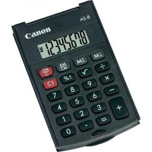 Calculator de birou CANON,AS-8, ecran 8 digiti, alimentare baterie, display LCD, negru, „BE4598B001AA” (include TV 0.18lei)