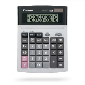 Calculator de birou CANON, WS-1210THB, ecran 12 digiti, alimentare solara si baterie, display LCD, functie business, tax si conversie moneda, GRI, „0694B001AC” (include TV 0.18lei)
