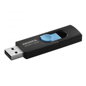 MEMORIE USB 2.0 ADATA 32 GB, retractabila, carcasa plastic, negru / albastru, „AUV220-32G-RBKBL” (include TV 0.03 lei)