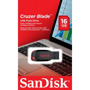 MEMORIE USB 2.0 SANDISK 16 GB, clasica, carcasa plastic, negru, „SDCZ50-016G-B35” (include TV 0.03 lei)