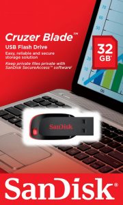 MEMORIE USB 2.0 SANDISK 32 GB, clasica, carcasa plastic, negru, „SDCZ50-032G-B35” (include TV 0.03 lei)