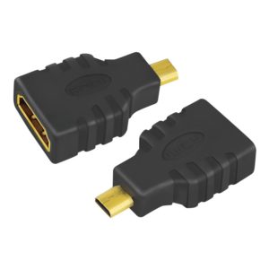 ADAPTOR video LOGILINK, Micro-HDMI (Type D)(T) la HDMI (M), conectori auriti, rezolutie maxima 4K UHD (3840 x 2160) la 30 Hz, negru, „AH0010” (include TV 0.06 lei)