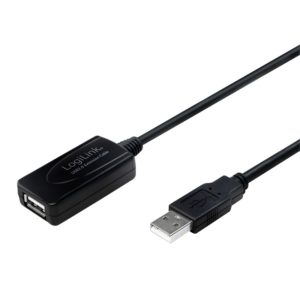 CABLU USB LOGILINK prelungitor, USB 2.0 (T) la USB 2.0 (M), 10m, activ (permite folosirea unui cablu USB lung), negru, „UA0143” (include TV 0.8lei)