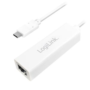 CABLU USB LOGILINK adaptor, USB 3.2 Type-C (T) la RJ45 (M), 14cm, 10/100/1000 Mbit/s, alb, „UA0238” (include TV 0.06 lei)