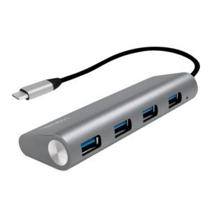 HUB extern LOGILINK, porturi USB: USB 3.0 x 4, conectare prin USB 3.2 Type C, cablu 0.1 m, argintiu, „UA0309” (include TV 0.8lei)