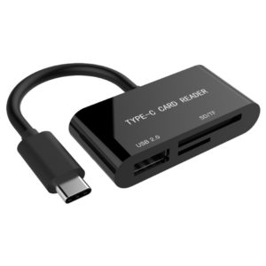 CARD READER extern GEMBIRD, 2 in 1, interfata USB Type C, citeste/scrie: SD, micro SD; adaptor USB Type C la USB (M)(pt. stick USB); plastic, negru, „UHB-CR3-02” (include TV 0.18lei)