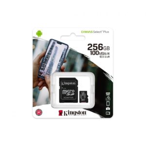 CARD MicroSD KINGSTON, 256 GB, microSDXC, clasa 10, standard UHS-I U3, „SDCS2/256GB” (include TV 0.03 lei)