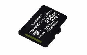 CARD MicroSD KINGSTON, 256 GB, microSDXC, clasa 10, standard UHS-I U3, „SDCS2/256GBSP” (include TV 0.03 lei)