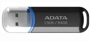 MEMORIE USB 2.0 ADATA 64 GB, cu capac, carcasa plastic, negru, „AC906-64G-RBK” (include TV 0.03 lei)