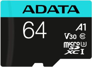 CARD MicroSD ADATA, 64 GB, microSDHC, clasa 10, standard UHS-I U3, „AUSDX64GUI3V30SA2” (include TV 0.03 lei)