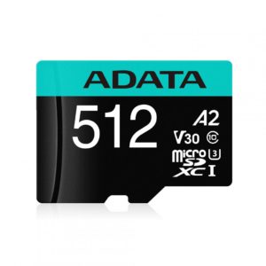 CARD MicroSD ADATA, 512 GB, microSDHC, clasa 10, standard UHS-I U3, „AUSDX512GUI3V30SA2” (include TV 0.03 lei)