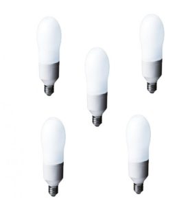 SET 5 becuri fluorescent Panasonic, soclu E27, putere 24W, forma oval, lumina alb calda, alimentare 220 – 240 V, „EFA24E282V-5” (include TV 3lei)