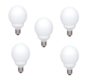SET 5 becuri fluorescent Panasonic, soclu E27, putere 13W, forma sferic, lumina alb rece, alimentare 220 – 240 V, „EFG13E672V-5” (include TV 3lei)