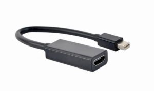 ADAPTOR video GEMBIRD, Mini-DisplayPort (T) la HDMI (M), rezolutie maxima 4K (3840 x 2160) la 30Hz, black, „A-mDPM-HDMIF4K-01” (include TV 0.06 lei)