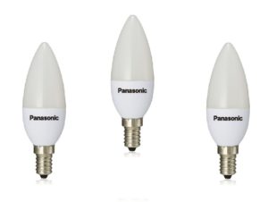 SET 3 becuri LED Panasonic, soclu E14, putere 3.5W, forma lumanare, lumina alb calda, alimentare 220 – 240 V, „LDAHV5L27CFE142EP-3” (include TV 1.8lei)
