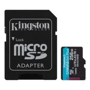 CARD MicroSD KINGSTON, 256 GB, MicroSD, clasa 10, standard UHS-I U3, „SDCG3/256GB” (include TV 0.03 lei)