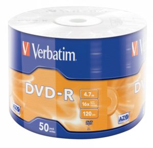 DVD-R VERBATIM 4.7GB, 120min, viteza 16x, 50 buc, Single Layer, shrink wrap, „Matt Silver”, AZO „43788”