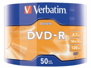 DVD-R VERBATIM 4.7GB, 120min, viteza 16x, 50 buc, Single Layer, shrink wrap, „Matt Silver” „43791”