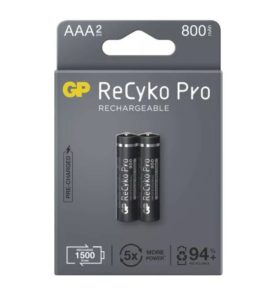 Acumulatori GP Batteries, ReCyko Pro 850mAh AAA (R03) 1.2V NiMH, paper box 2 buc. „GP85AAAHCB-2EB2” „GPRHCH83B204” (include TV 0.16lei)