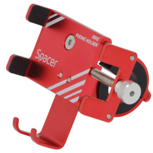SUPORT Bicicleta SPACER pt. SmartPhone, fixare de ghidon, Metalic, rosu, cheie de montare, „SPBH-METAL-RED”