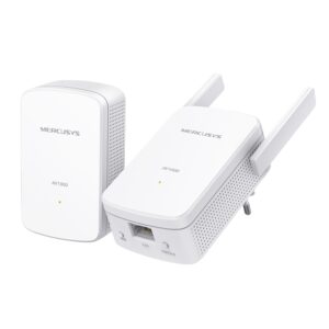Kit Powerline Wi-Fi Gigabit MERCUSYS, Wi-Fi de 300 Mbps 2.4Ghz, tehnologie AV2, AV1000, pana la 1000 Mbps, RJ-45 x 1 porturi 10/100/1000 Mbps, 2 buc, „MP510 KIT” (include TV 1.75lei)