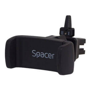 SUPORT auto SPACER pt. SmartPhone, fixare in ventilatie prin CLIPS, Prindere prin Arc, rotire 360 grade, negru, „SPCH-ARC-CLIPS”