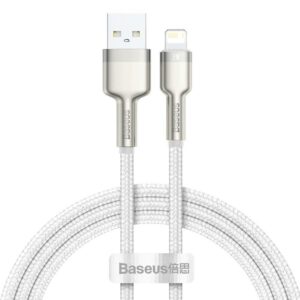 CABLU alimentare si date Baseus Cafule Metal, Fast Charging Data Cable pt. smartphone, USB la Lightning Iphone 2.4A, braided, 1m, alb „CALJK-A02” (include TV 0.06 lei) – 6953156202252