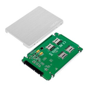 RACK extern LOGILINK, pt 4 x MicroSD, convert to 2.5 inch SSD, S-ATA, interfata PC USB 2.0, aluminiu, argintiu, „AD0022” (include TV 0.8lei)