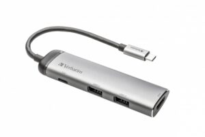 HUB extern VERBATIM, USB 3.0 x 2, HDMI x 1 (4K@30Hz), USB Type C x 1, conectare USB Type C, cablu 15 cm, max. 3A, brushed metal „49140” (include TV 0.18lei)