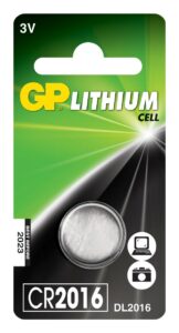 Baterie GP Batteries, butoni (CR2016) 3V lithium, blister 1 buc. „GPCR2016-2CPU1” „GPPBL2016140” (include TV 0.01 lei)