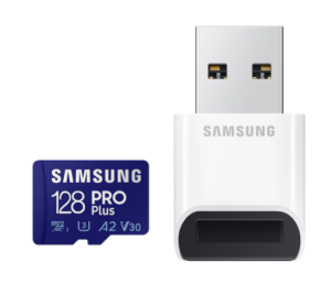 Card memorie Samsung PRO Plus + Cititor USB carduri micro-SDXC, MB-MD128KB/WW, 128GB, „MB-MD128KB/WW” (include TV 0.03 lei)