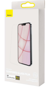 FOLIE STICLA Baseus pentru Iphone 13 Pro Max, grosime 0.3mm, acoperire totala ecran, strat special anti-ulei si anti-amprenta, Tempered Glass, pachetul include 2 bucati „SGBL020202” – 6932172600914