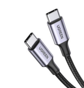 CABLU alimentare si date Ugreen, „US316”, Fast Charging Data Cable pt. smartphone, USB Type-C la USB Type-C 100W/5A, braided, 1m, negru „70427” (include TV 0.06 lei) – 6957303874279