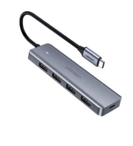HUB extern Ugreen, „CM219” porturi USB: USB 3.0 x 4, conectare prin USB, material ABS, port micro USB 5V, lungime 15 cm, LED, gri, „50985” (include TV 0.8lei) – 6957303859856