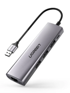 DOCKING Station Ugreen, „CM266” conectare PC USB 3.0, USB 3.0 x 3|Gigabit RJ-45 x 1|micro USB x 1, aluminiu, gri „60812” (include TV 0.8lei) – 6957303868124