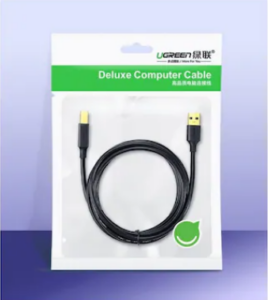 CABLU USB Ugreen pt. imprimanta, „US135” USB 2.0 (T) la USB 2.0 Type-B (T), 3m, conectori auriti, negru, „10351” (include TV 0.06 lei) – 6957303813513